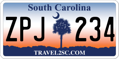 SC license plate ZPJ234