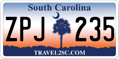 SC license plate ZPJ235