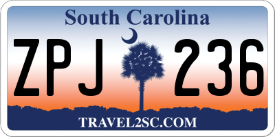 SC license plate ZPJ236