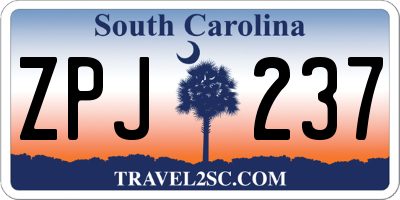 SC license plate ZPJ237