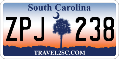 SC license plate ZPJ238