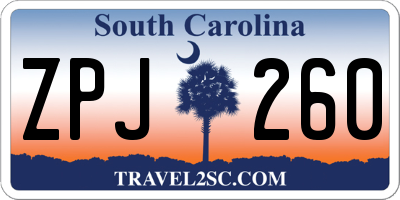 SC license plate ZPJ260