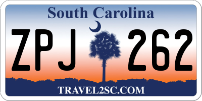 SC license plate ZPJ262