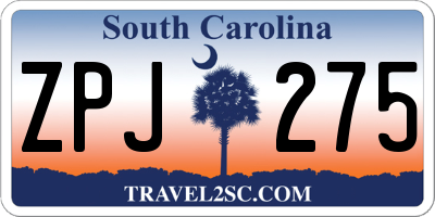 SC license plate ZPJ275