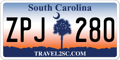 SC license plate ZPJ280