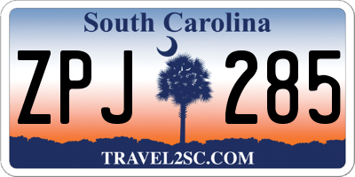 SC license plate ZPJ285