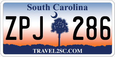 SC license plate ZPJ286