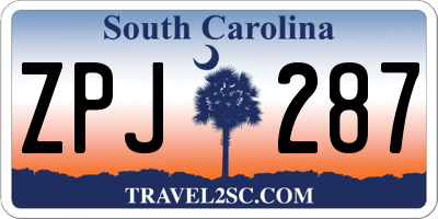 SC license plate ZPJ287