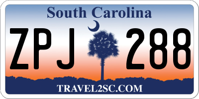 SC license plate ZPJ288