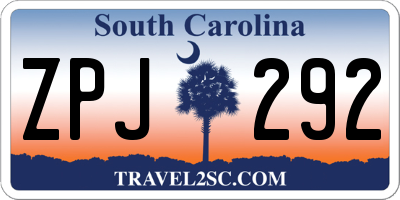 SC license plate ZPJ292