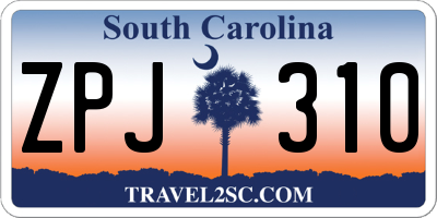 SC license plate ZPJ310