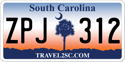 SC license plate ZPJ312