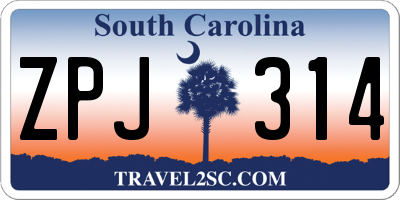 SC license plate ZPJ314