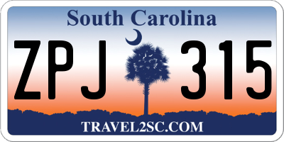 SC license plate ZPJ315