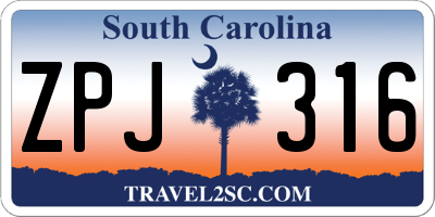 SC license plate ZPJ316