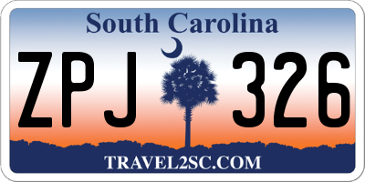 SC license plate ZPJ326