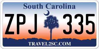 SC license plate ZPJ335