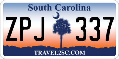 SC license plate ZPJ337