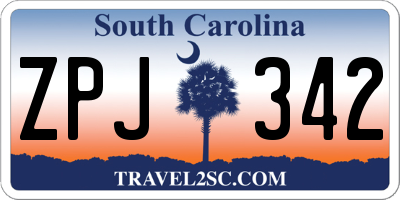 SC license plate ZPJ342