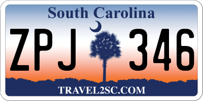 SC license plate ZPJ346