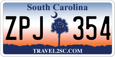 SC license plate ZPJ354