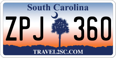 SC license plate ZPJ360