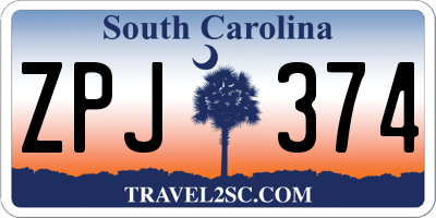 SC license plate ZPJ374