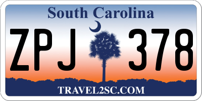SC license plate ZPJ378