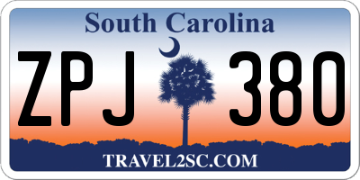 SC license plate ZPJ380