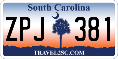 SC license plate ZPJ381