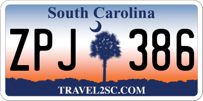SC license plate ZPJ386