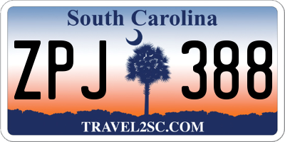 SC license plate ZPJ388