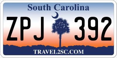 SC license plate ZPJ392