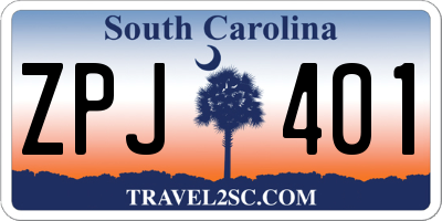 SC license plate ZPJ401
