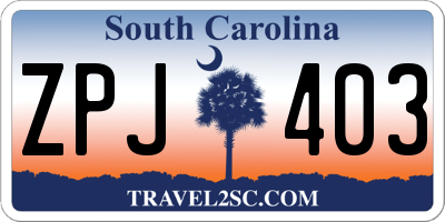 SC license plate ZPJ403