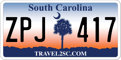 SC license plate ZPJ417