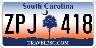 SC license plate ZPJ418