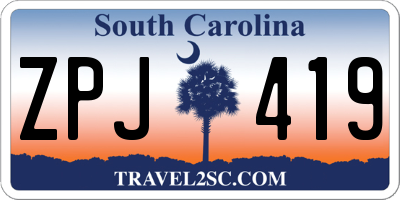 SC license plate ZPJ419