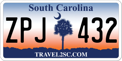 SC license plate ZPJ432