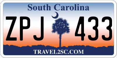 SC license plate ZPJ433