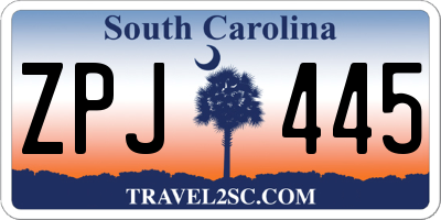 SC license plate ZPJ445
