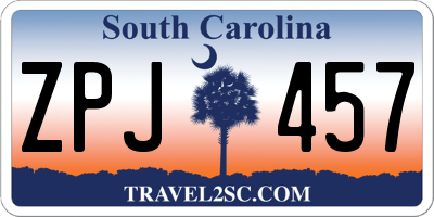 SC license plate ZPJ457