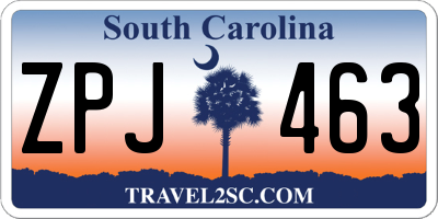 SC license plate ZPJ463