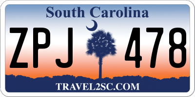 SC license plate ZPJ478