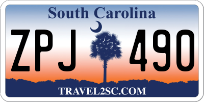 SC license plate ZPJ490