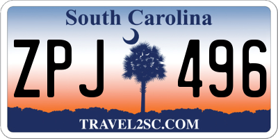 SC license plate ZPJ496