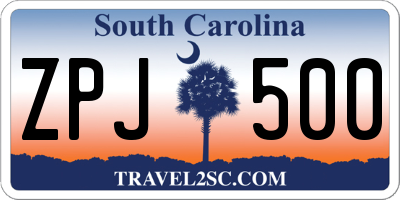 SC license plate ZPJ500