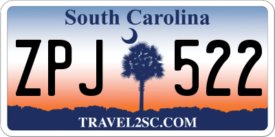 SC license plate ZPJ522