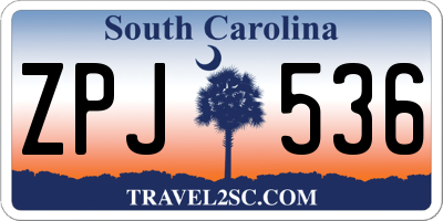 SC license plate ZPJ536