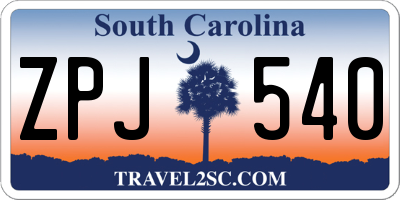 SC license plate ZPJ540